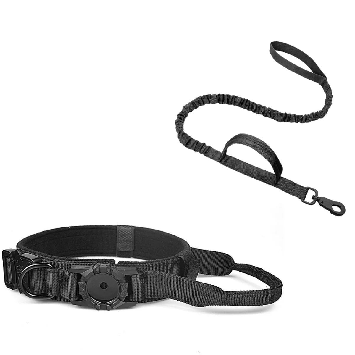 AirTag Holder Dog Collar with Optional Bungee Leash