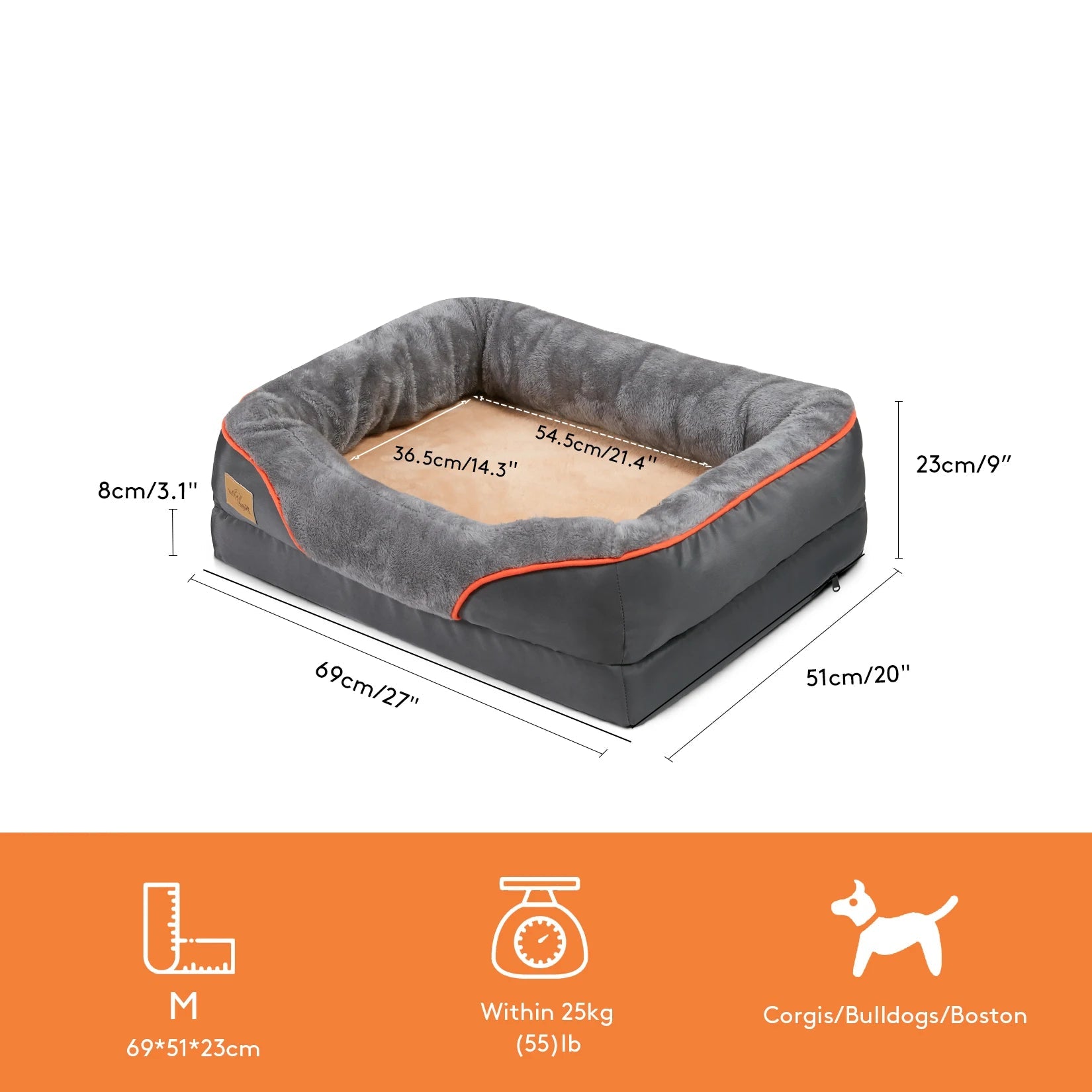 Orthopaedic Dog Bed with Bolster