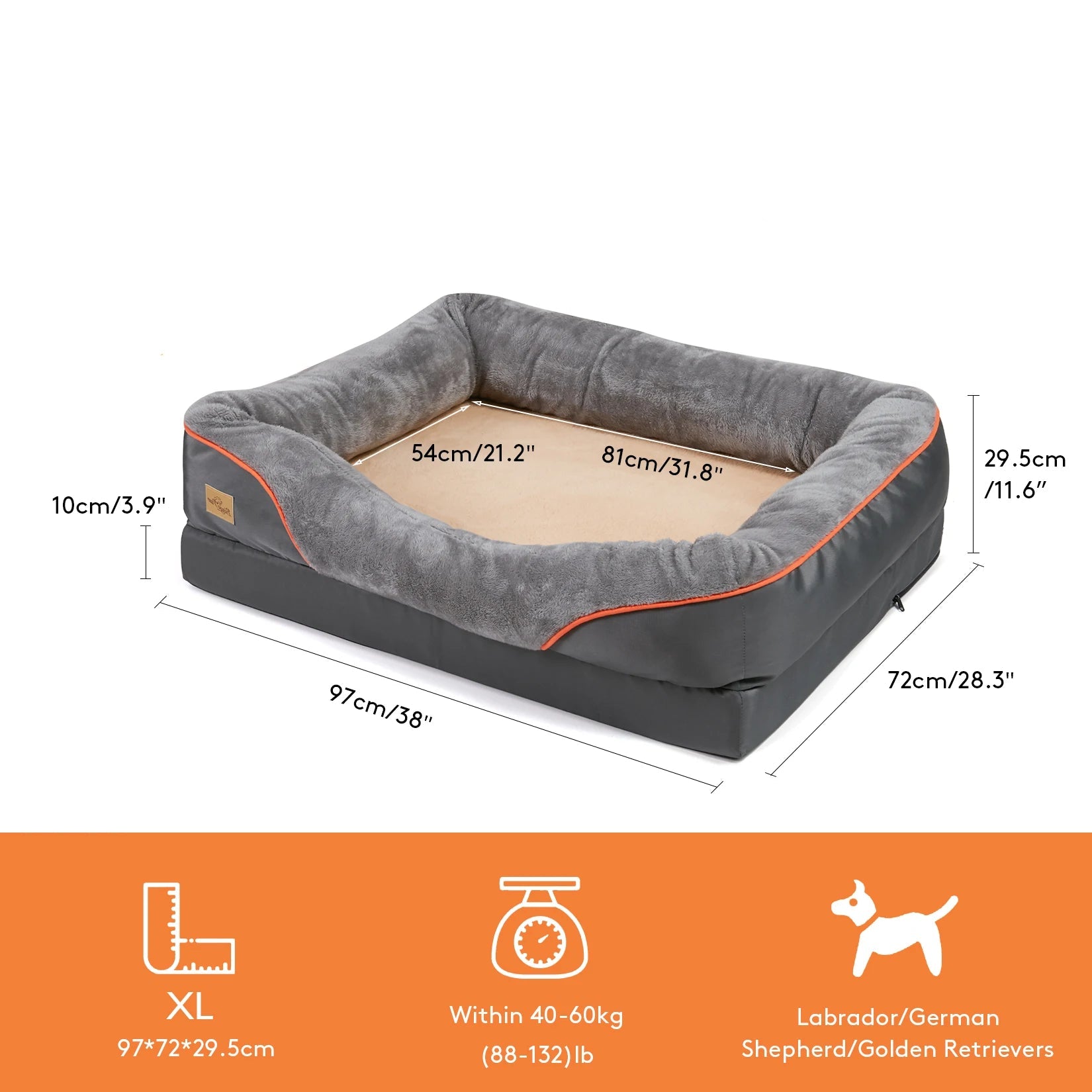 Orthopaedic Dog Bed with Bolster
