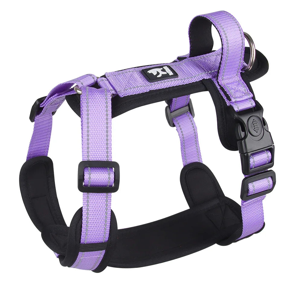 Reflective Dog Harness with Handle - Purple