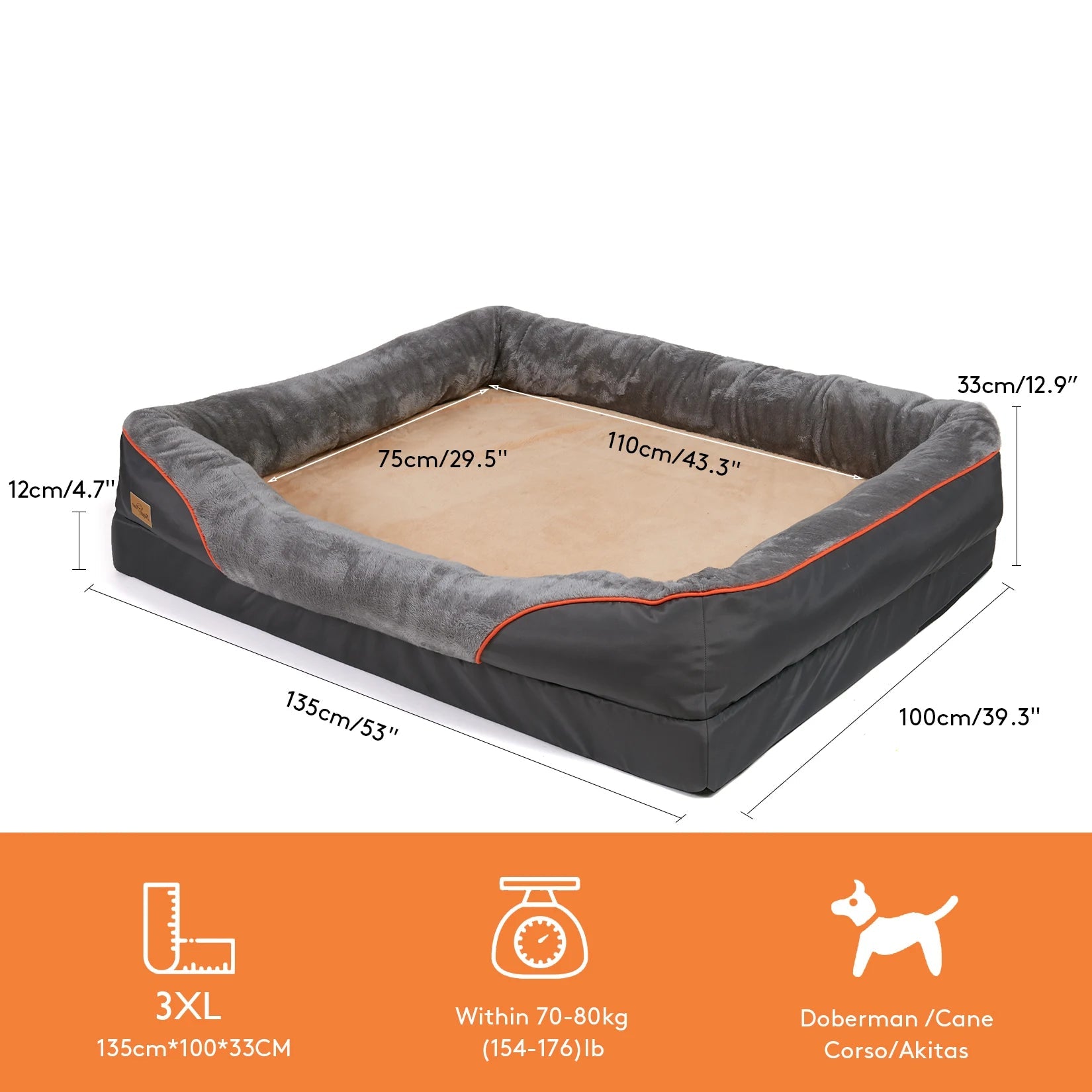 Orthopaedic Dog Bed with Bolster