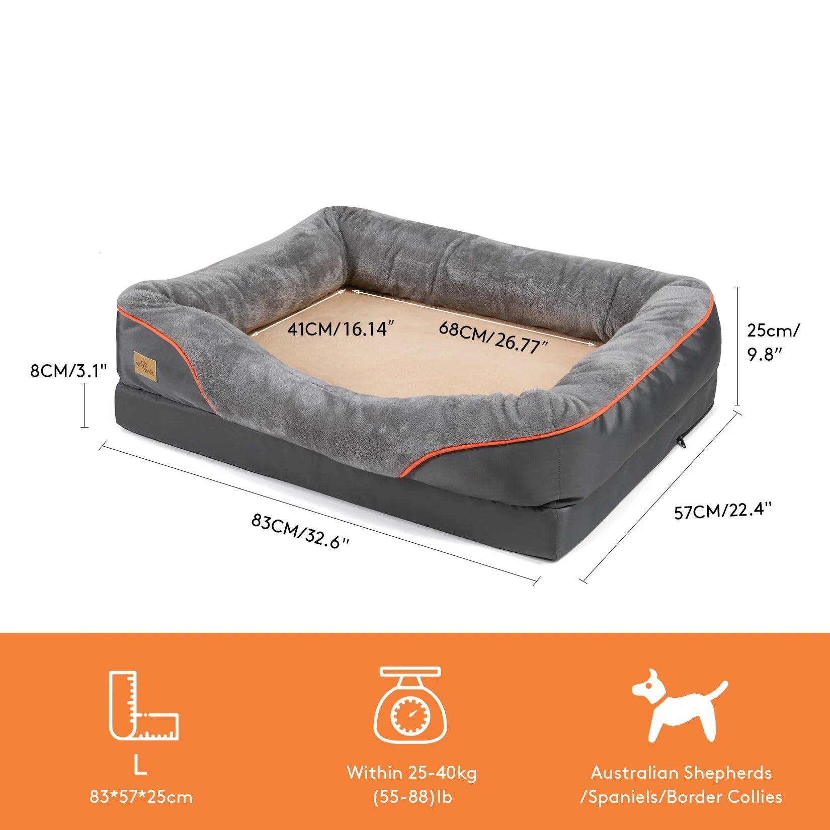 Orthopaedic Dog Bed with Bolster