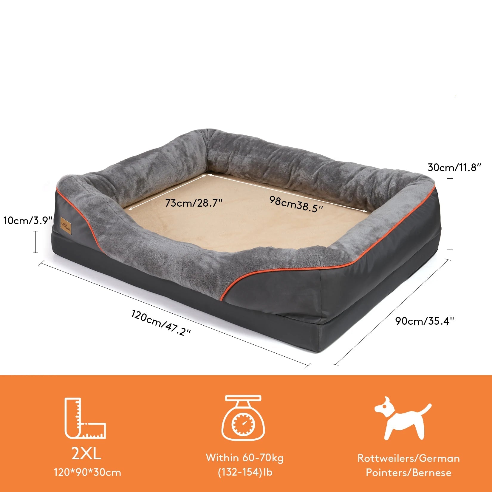 Orthopaedic Dog Bed with Bolster