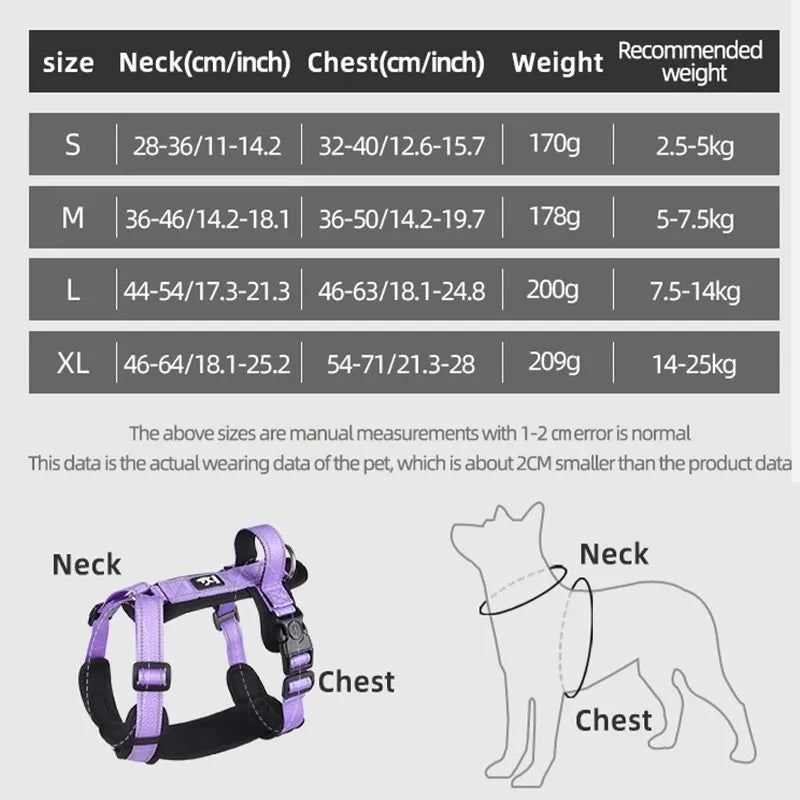 Reflective Dog Harness with Handle - Red